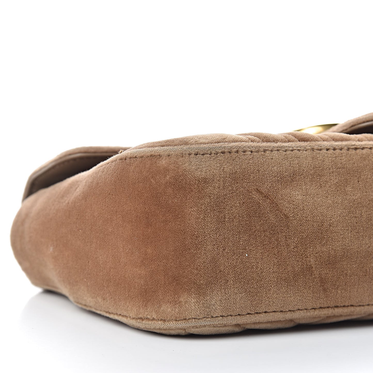 Velvet Matelasse Small GG Marmont Shoulder Bag Taupe