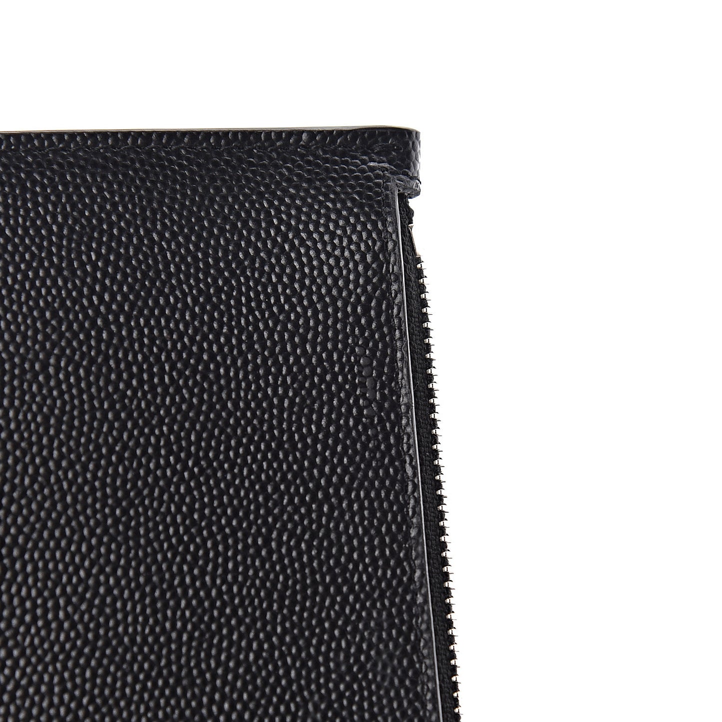 Grained Calfskin 5 Fragments Zip Pouch Card Holder Black