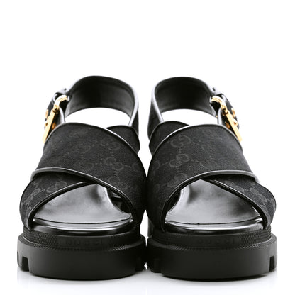 Gucci Monogram Granada Kid Trip 40/72mm Lug Sole Sandals 36.5 Black 2 of 9