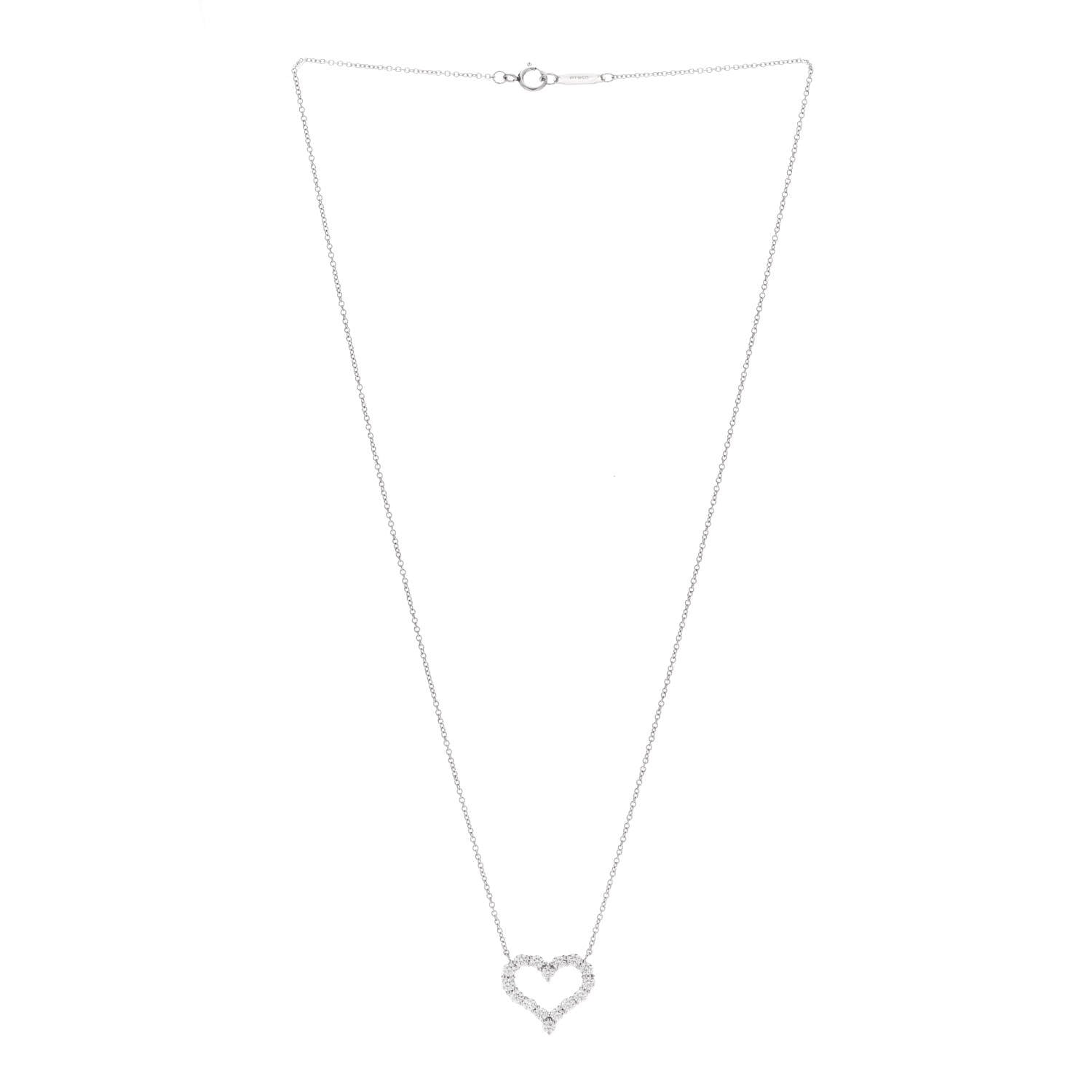 Tiffany Platinum Diamond Small Heart Pendant Necklace 3 of 5
