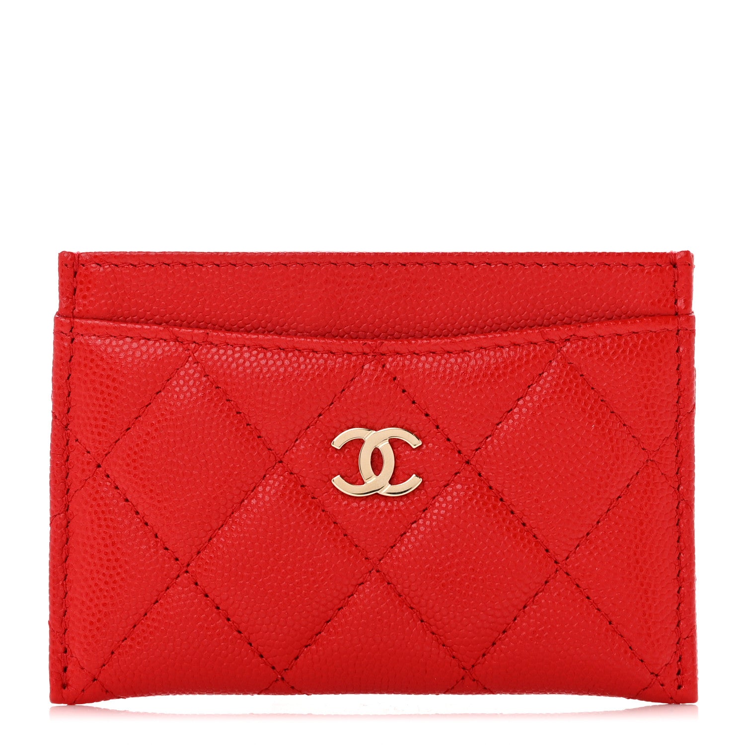 Chanel Caviar Quilted Card Holder Red 1 of 8