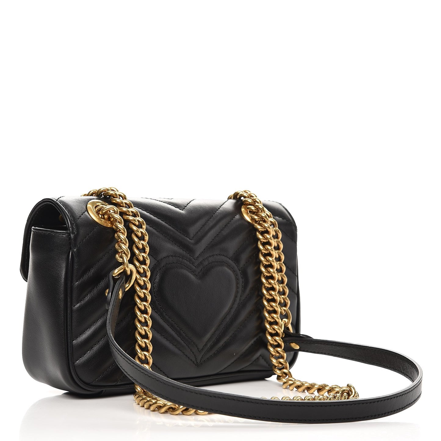 Calfskin Matelasse Mini GG Marmont Shoulder Bag Black