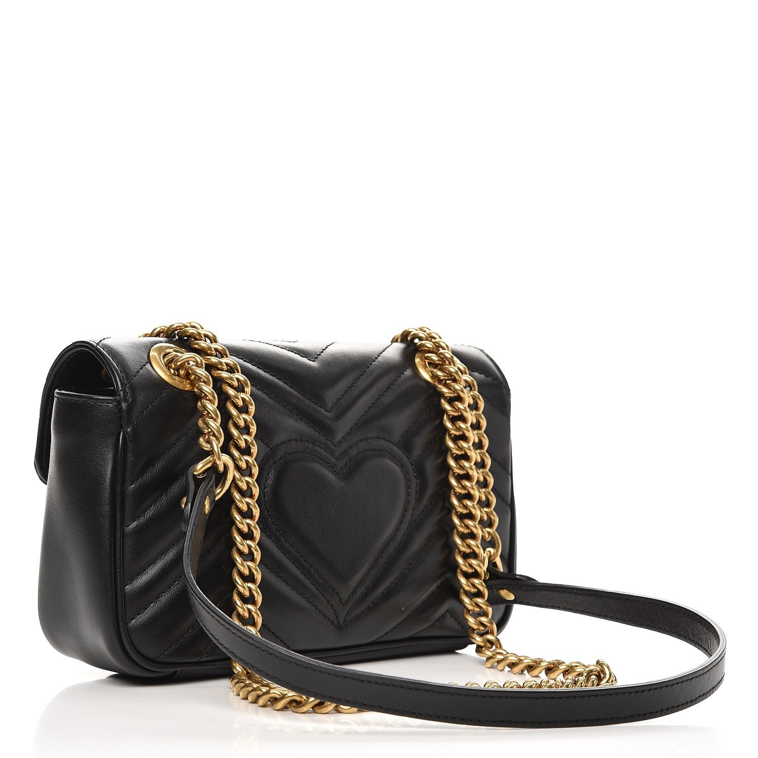 Gucci Calfskin Matelasse Mini GG Marmont Shoulder Bag Black 3 of 9