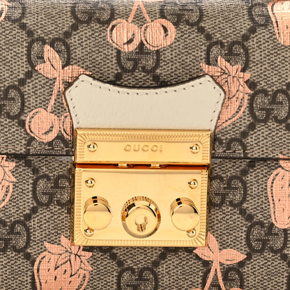 Gucci GG Supreme Monogram Berry Textured Dollar Calfskin Mini Padlock Top Handle Shoulder Bag Beige Ebony Light Copper Mystic White 8 of 10