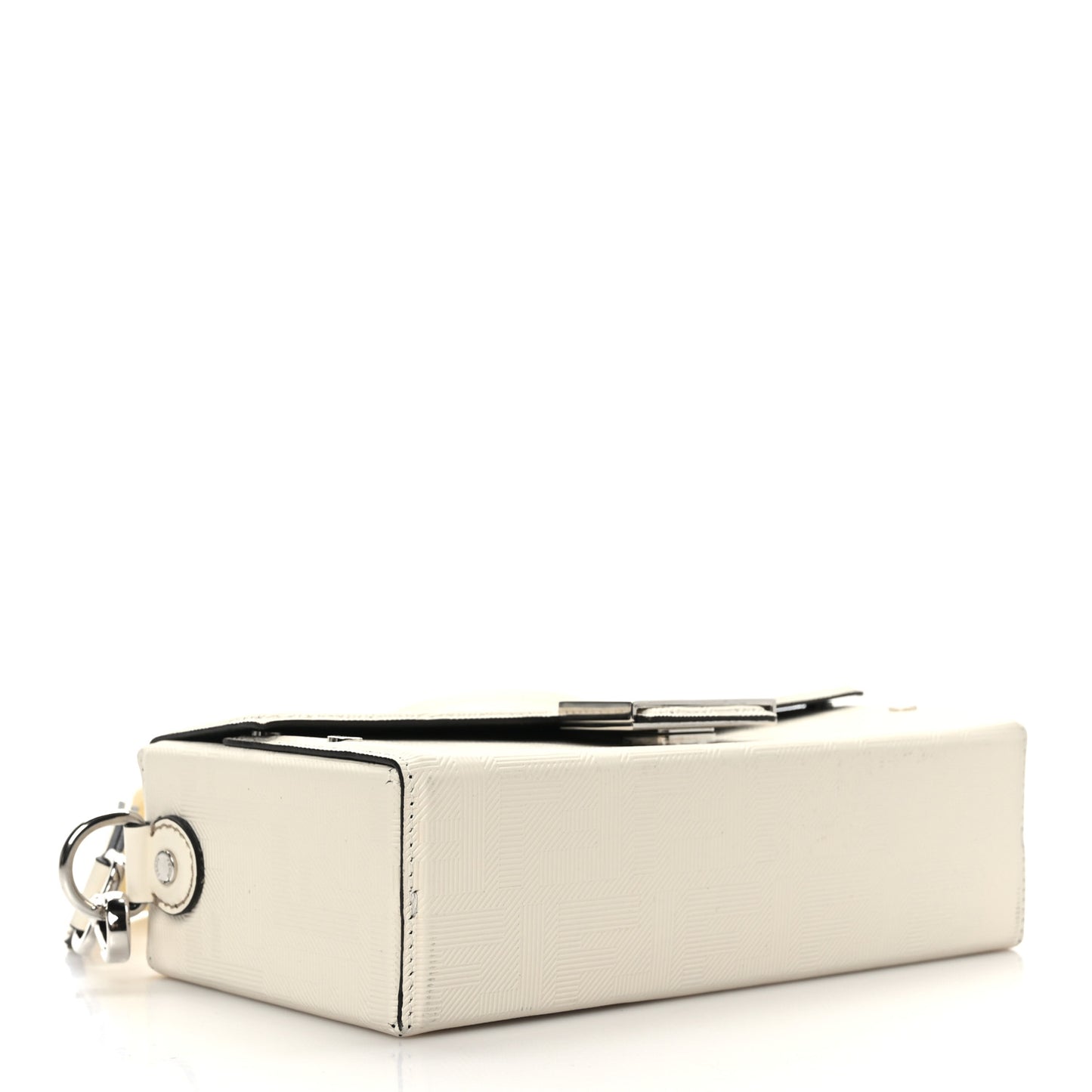 Vitello King FF Lines Embossed Baguette Soft Trunk White
