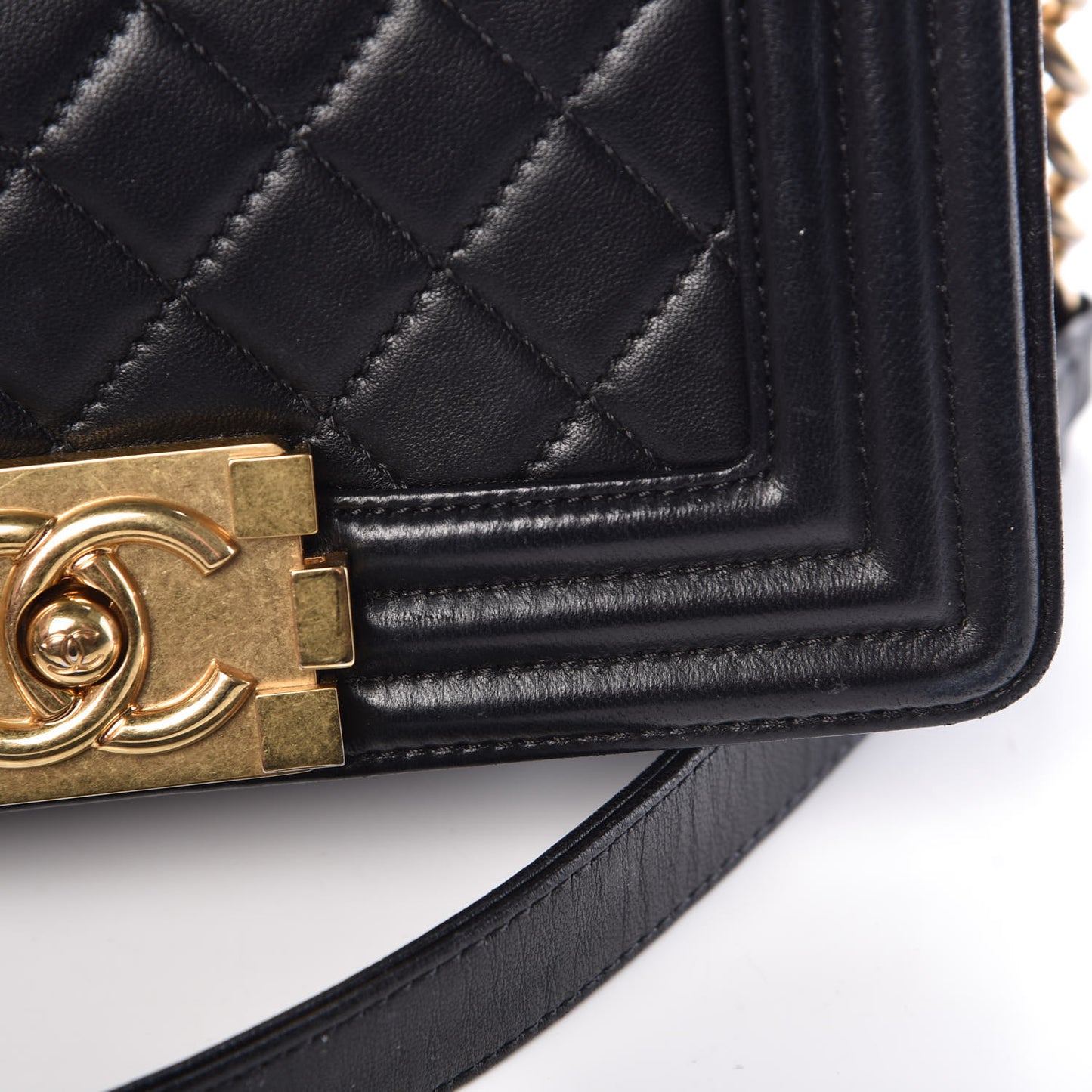 Lambskin Quilted Small Boy Flap Black