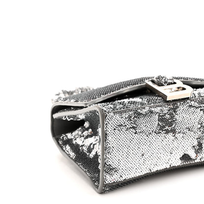 Balenciaga Sequin Hourglass Top Handle Bag XS Silver 10 of 11