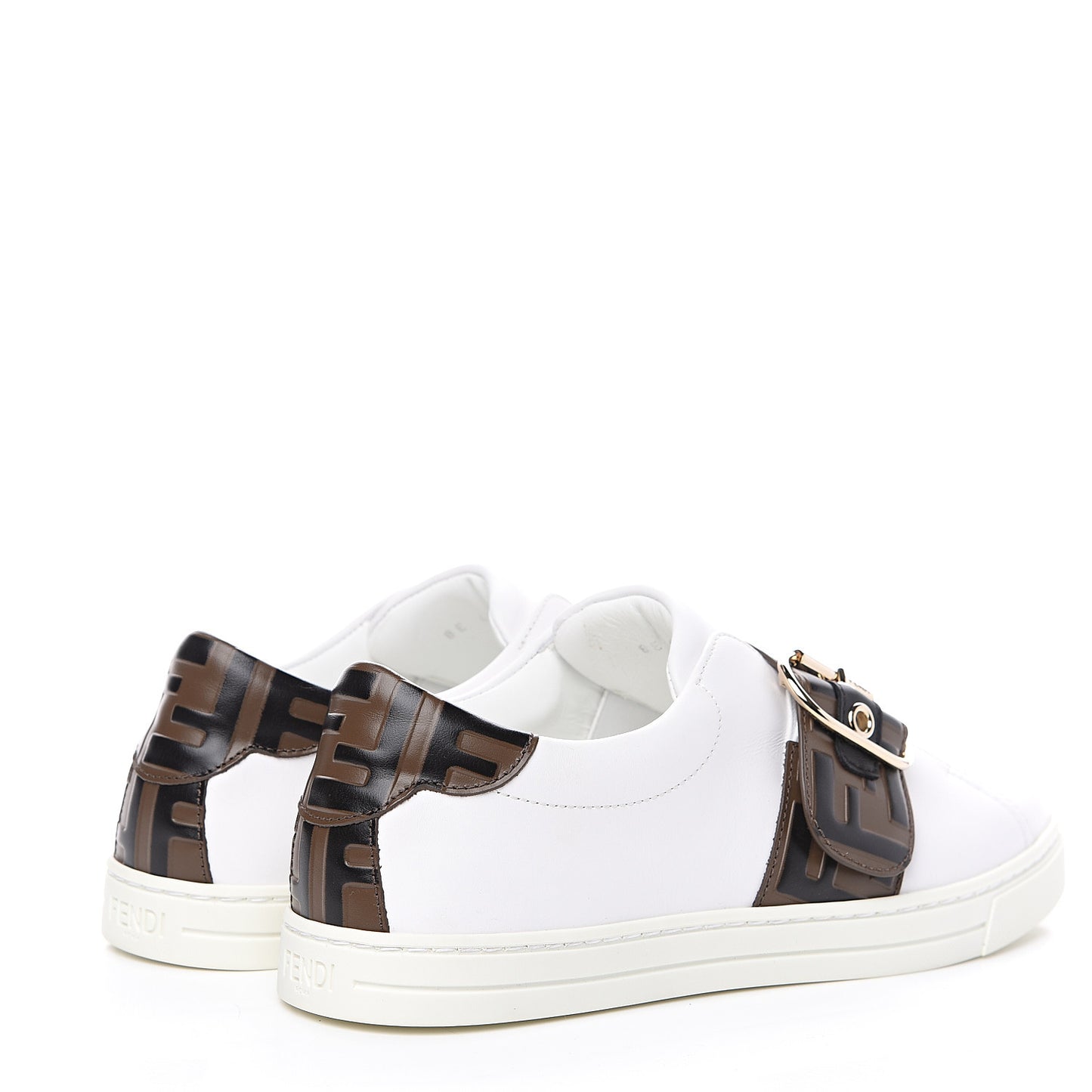 Vitello FF Embossed Womens Slip On Sneakers 37 Ultra White Maya Black