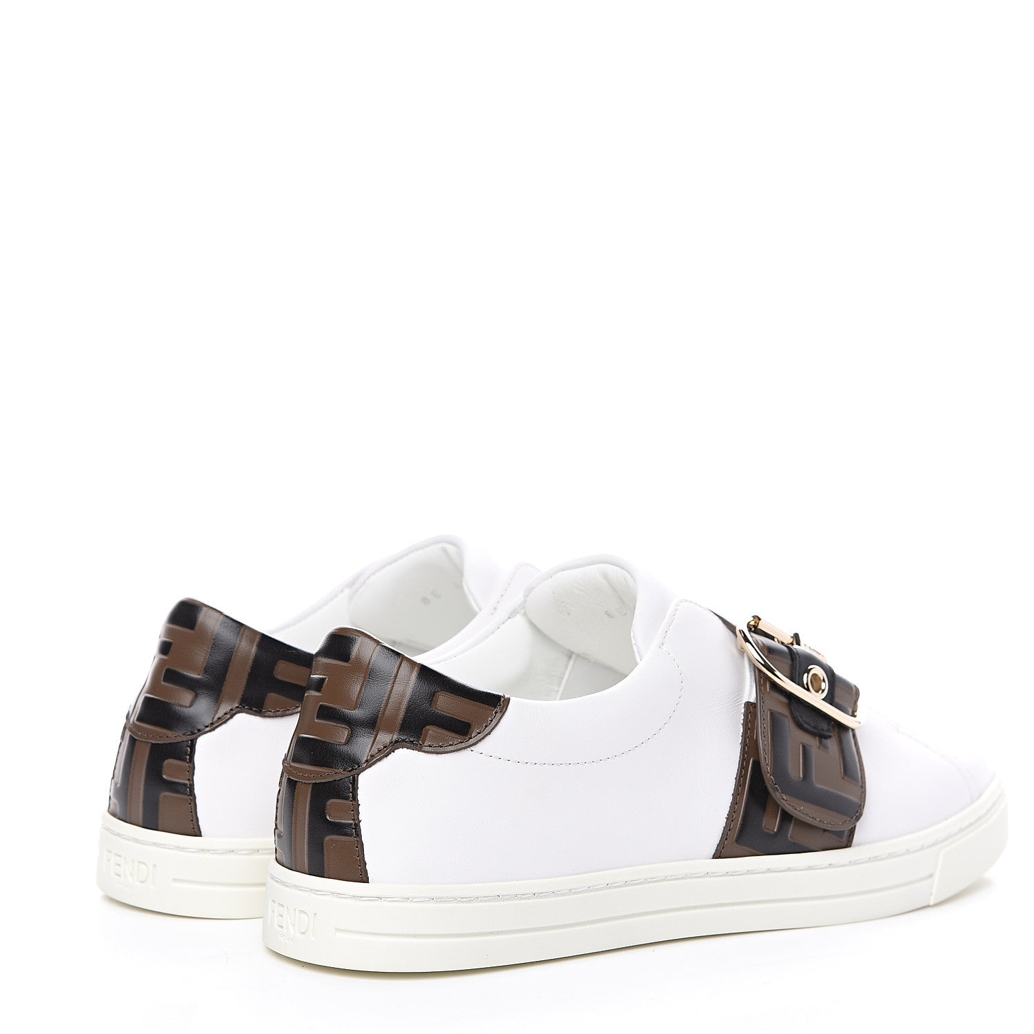 Fendi Vitello FF Embossed Womens Slip On Sneakers 37 Ultra White Maya Black 4 of 9