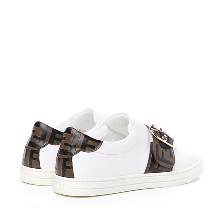 Fendi Vitello FF Embossed Womens Slip On Sneakers 37 Ultra White Maya Black 4 of 9