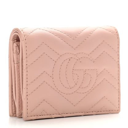 Gucci Calfskin Matelasse GG Marmont Card Case Wallet Perfect Pink 3 of 8
