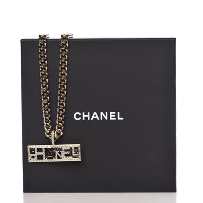 Chanel x Pharrell Williams Crystal Logo Necklace Gold 7 of 7