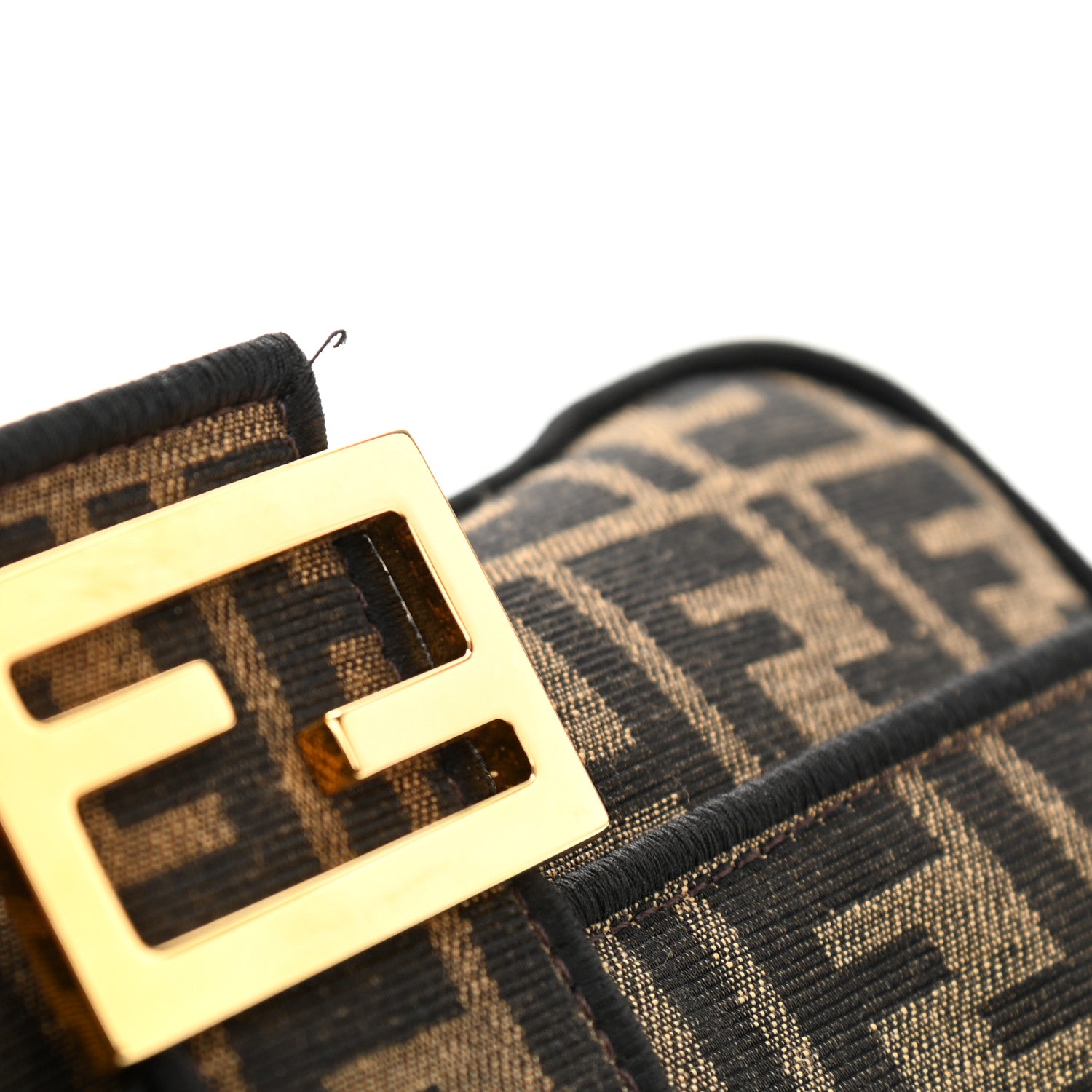 Fendi Fabric Jacquard FF 1974 Medium Baguette Tobacco Moro Black 13 of 16