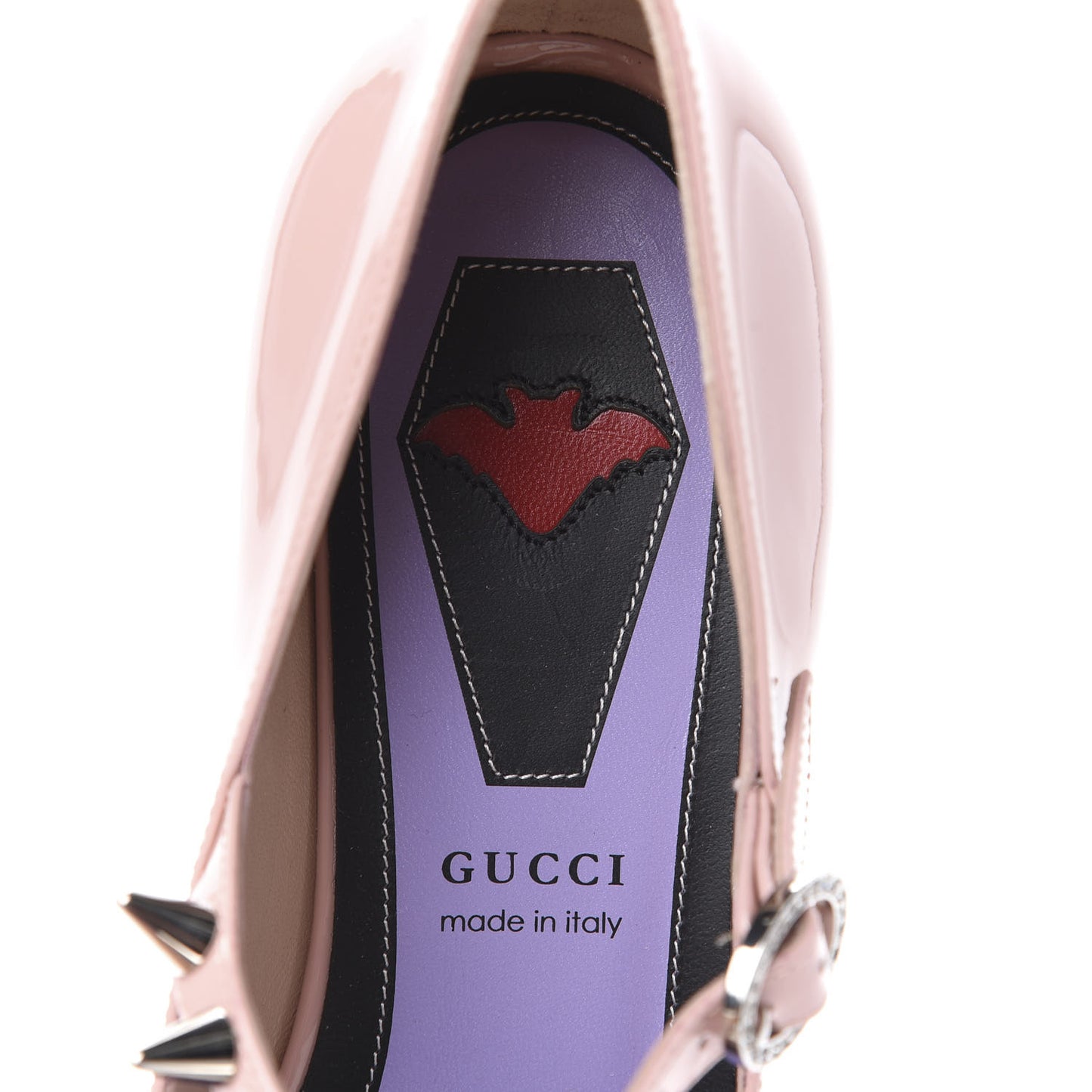 Patent Crystal GG Bow Sadie Spike Low Heel Ballerina Loafers 36.5 Perfect Pink