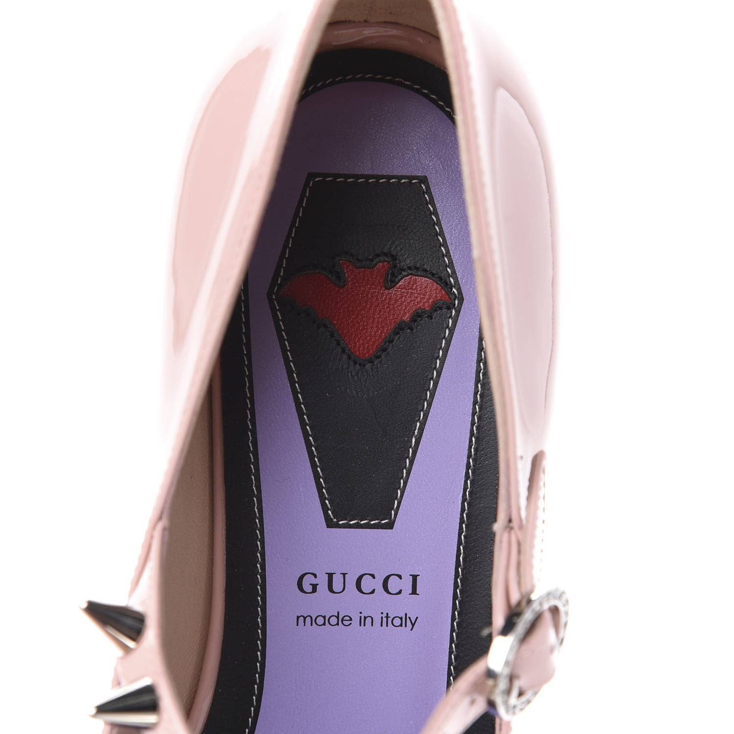 Gucci Patent Crystal GG Bow Sadie Spike Low Heel Ballerina Loafers 36.5 Perfect Pink 7 of 9