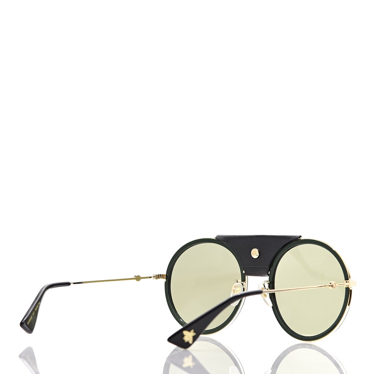 Round Frame Sunglasses GG0061S Gold Green