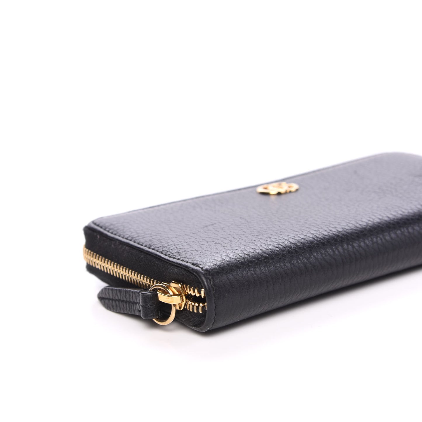 Dollar Calfskin GG Marmont Zip Around Wallet Black