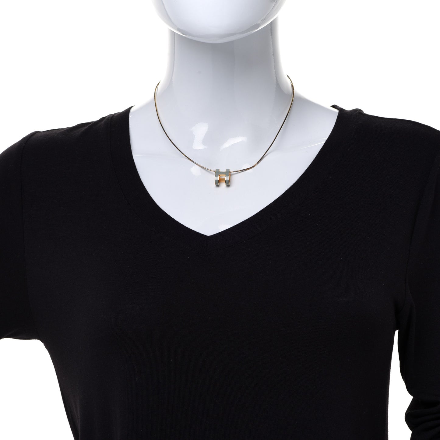 Lacquered Gold Pop H Pendant Necklace Jade