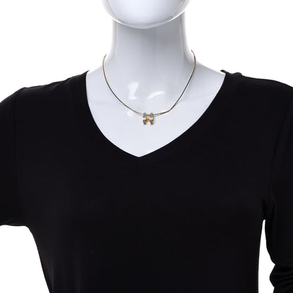Hermes Lacquered Gold Pop H Pendant Necklace Jade 2 of 7