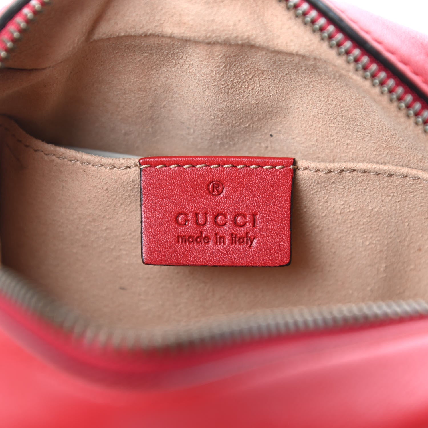 Gucci Calfskin Matelasse Mini GG Marmont Chain Shoulder Bag Hibiscus Red 6 of 10