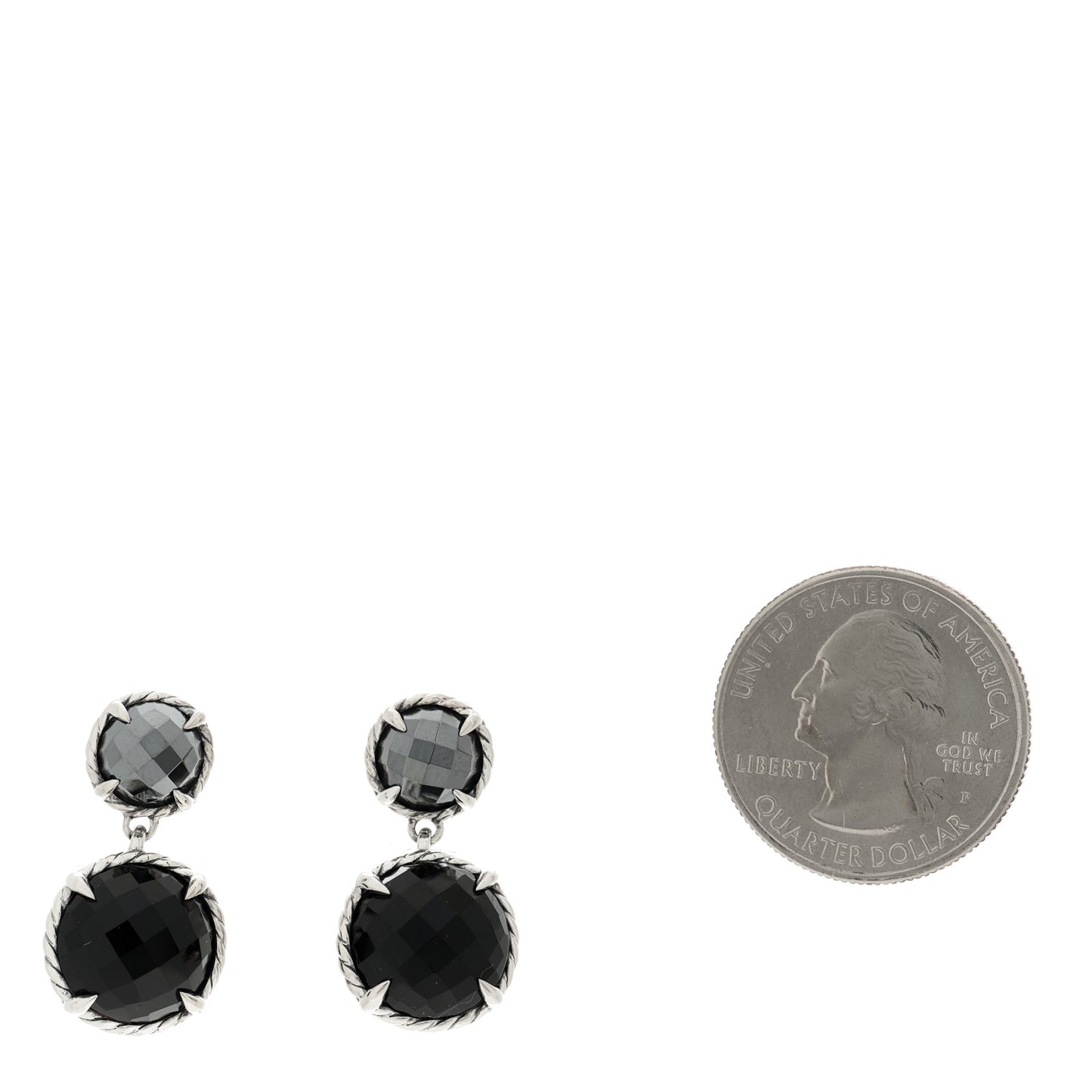 Sterling Silver Black Onyx Hematine Chatelaine Drop Earrings