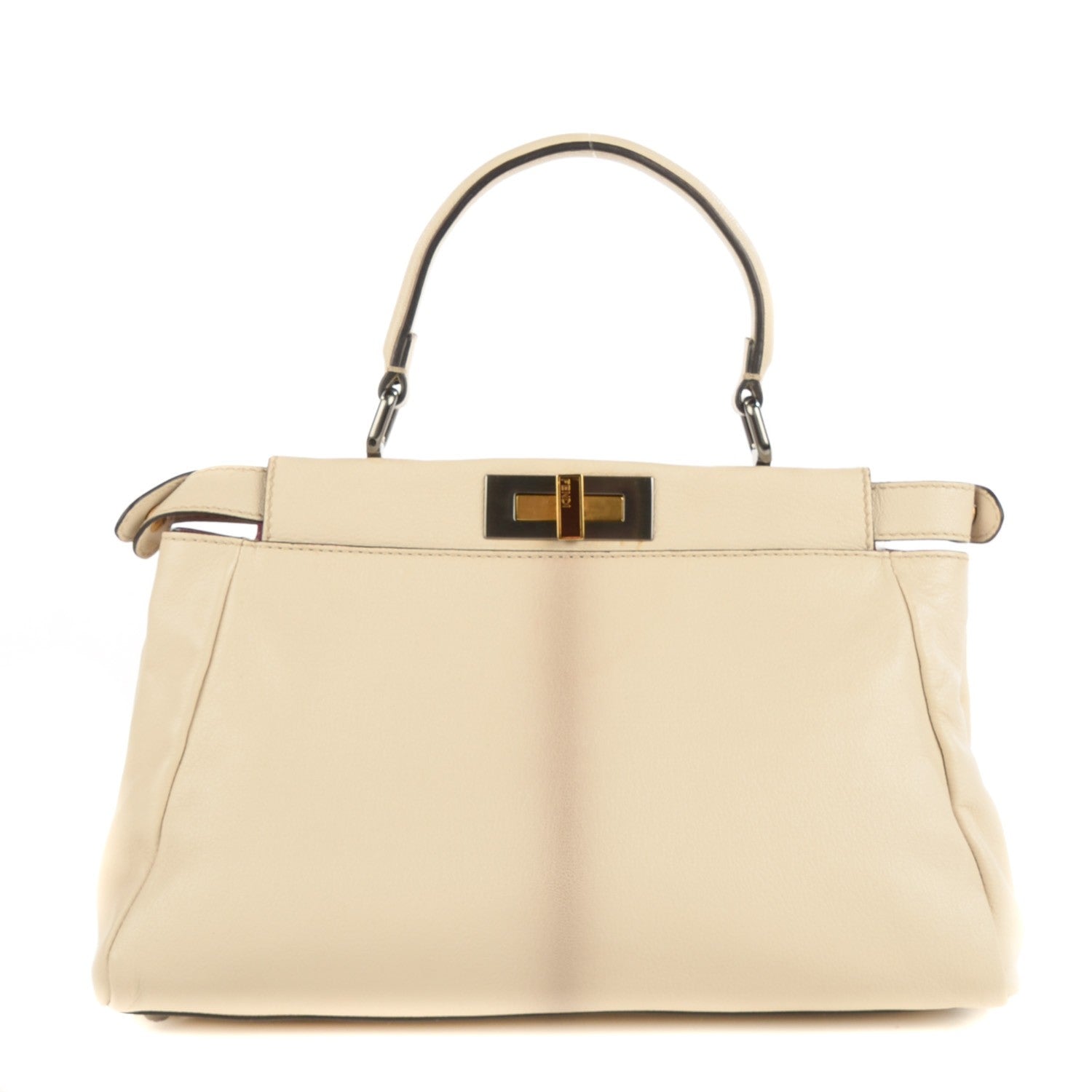 Fendi Goatskin Stingray Medium Peekaboo Iconic Satchel White Pink 1 of 10