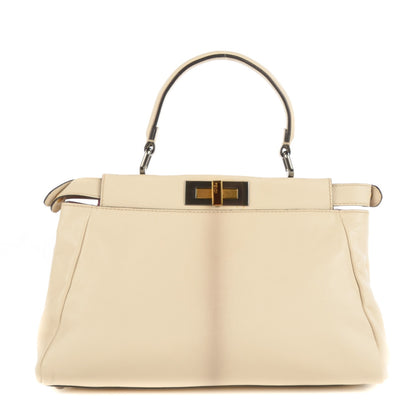 Fendi Goatskin Stingray Medium Peekaboo Iconic Satchel White Pink 1 of 10