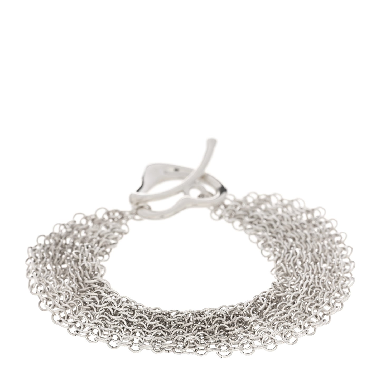 Sterling Silver Elsa Peretti Open Heart Mesh Toggle Bracelet