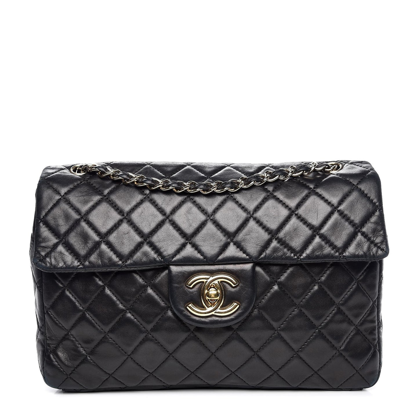 Lambskin Quilted Maxi Single Flap Black
