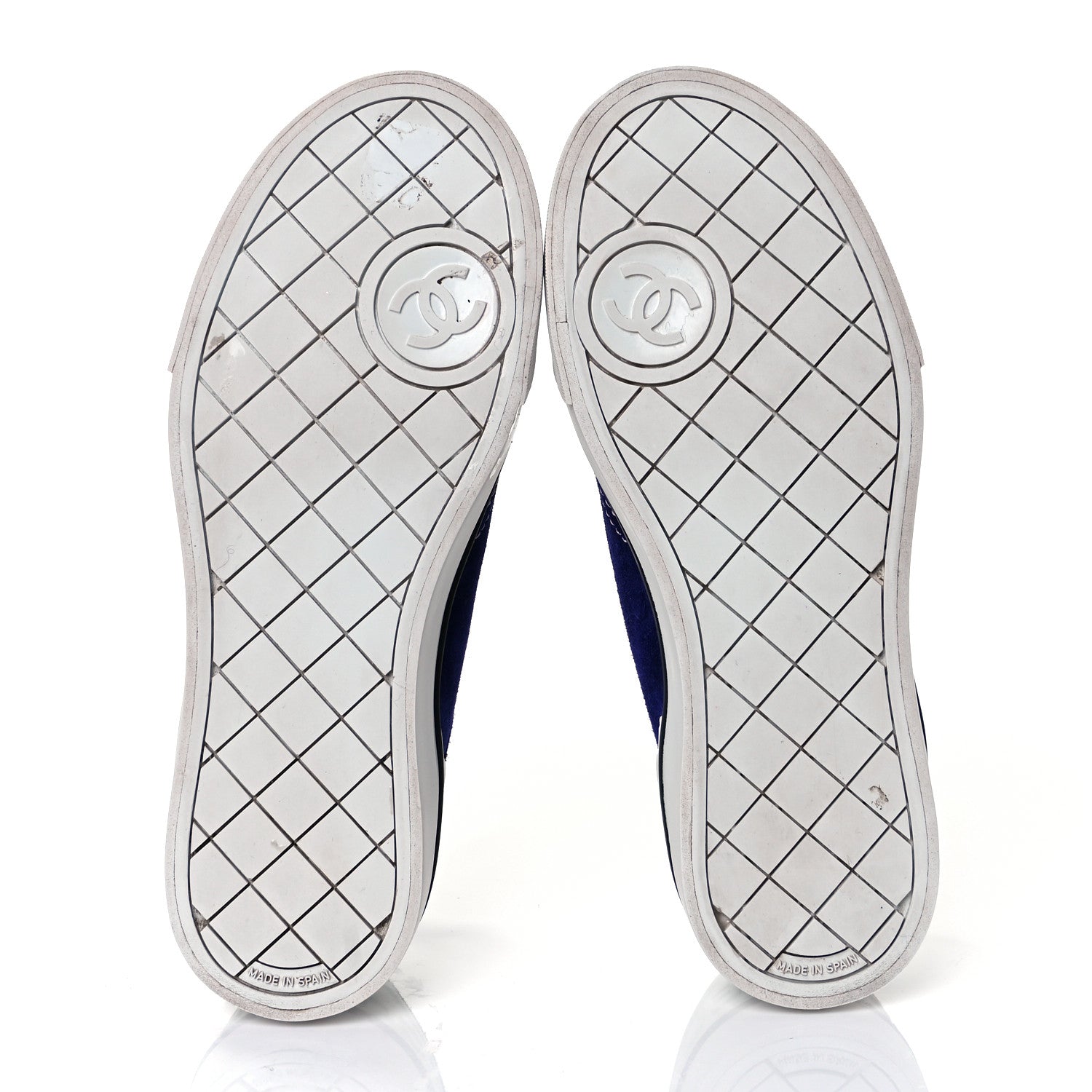 Chanel Suede Calfskin Lace Up Cap Toe Sneakers 37 Blue 5 of 9