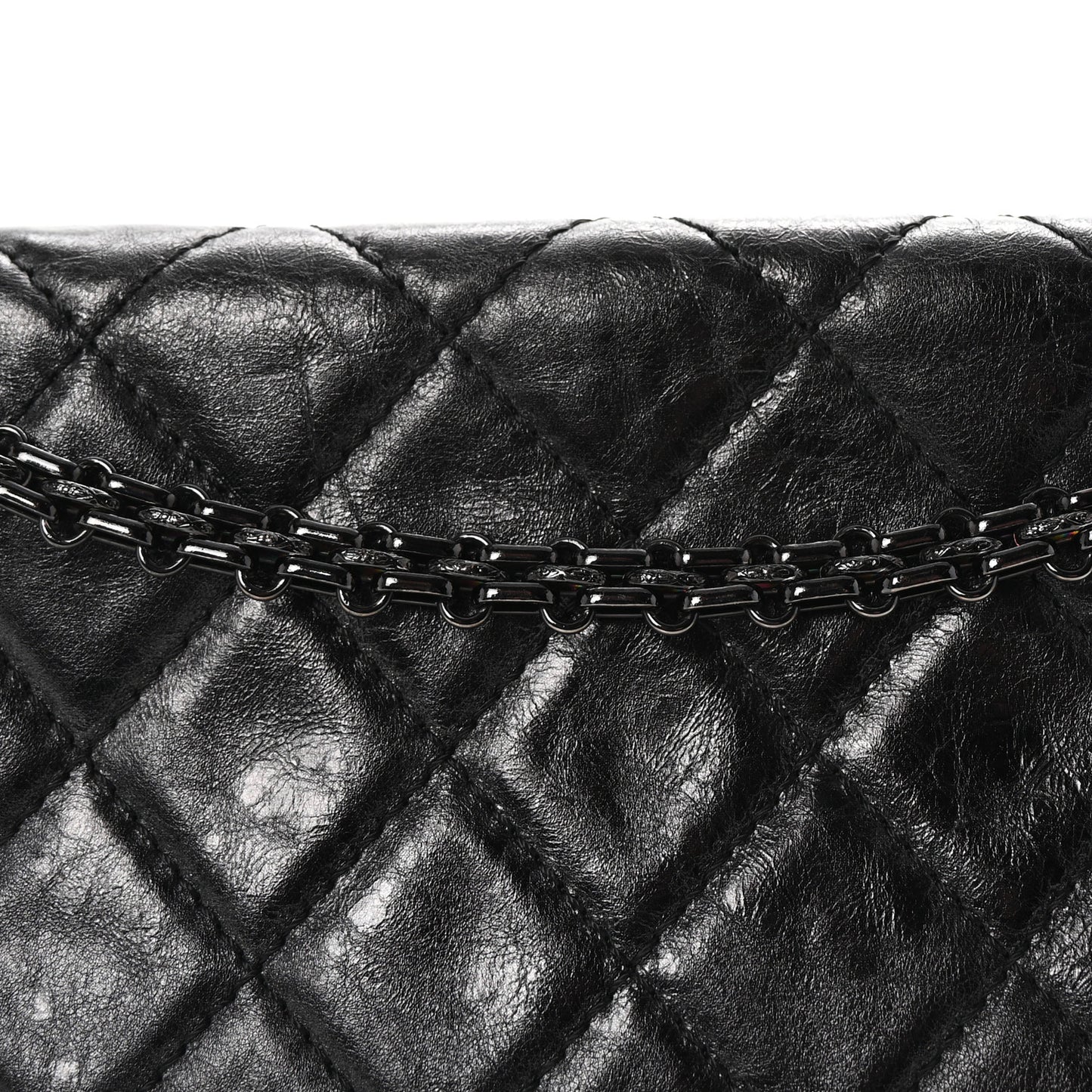 Metallic Aged Calfskin Quilted 2.55 Reissue 227 Flap So Black