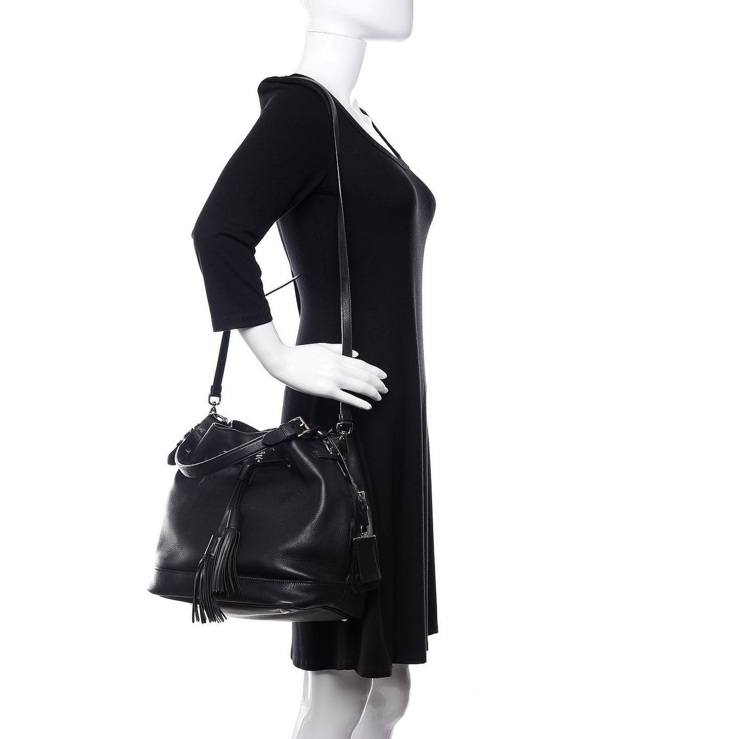 City Calfskin Sport Bucket Bag Black