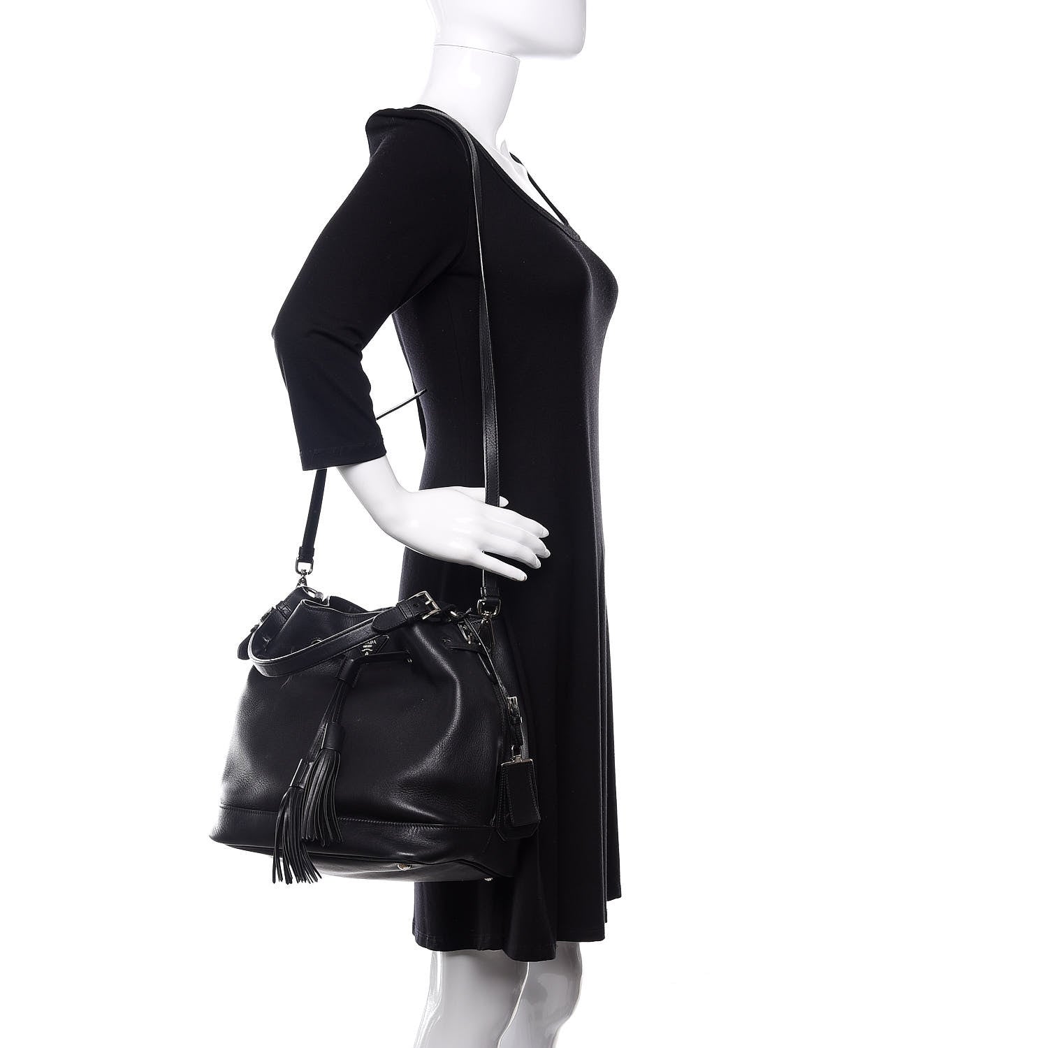Prada City Calfskin Sport Bucket Bag Black 2 of 16