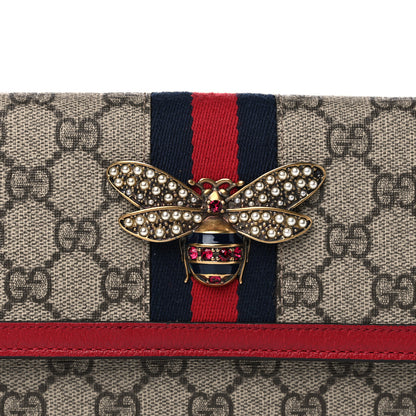 Gucci GG Supreme Monogram Web Queen Margaret Chain Wallet Red 7 of 12
