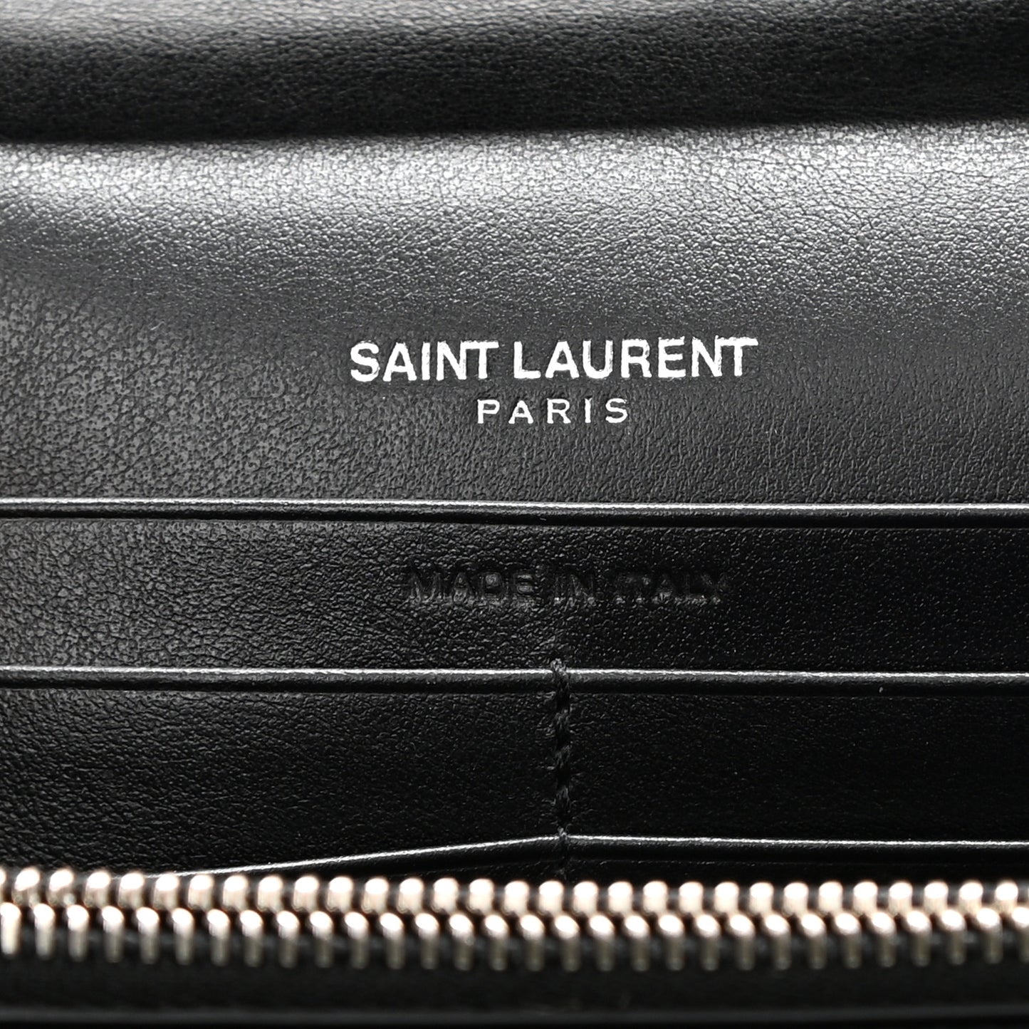 Calfskin Crocodile Embossed Monogram Chain Wallet Black
