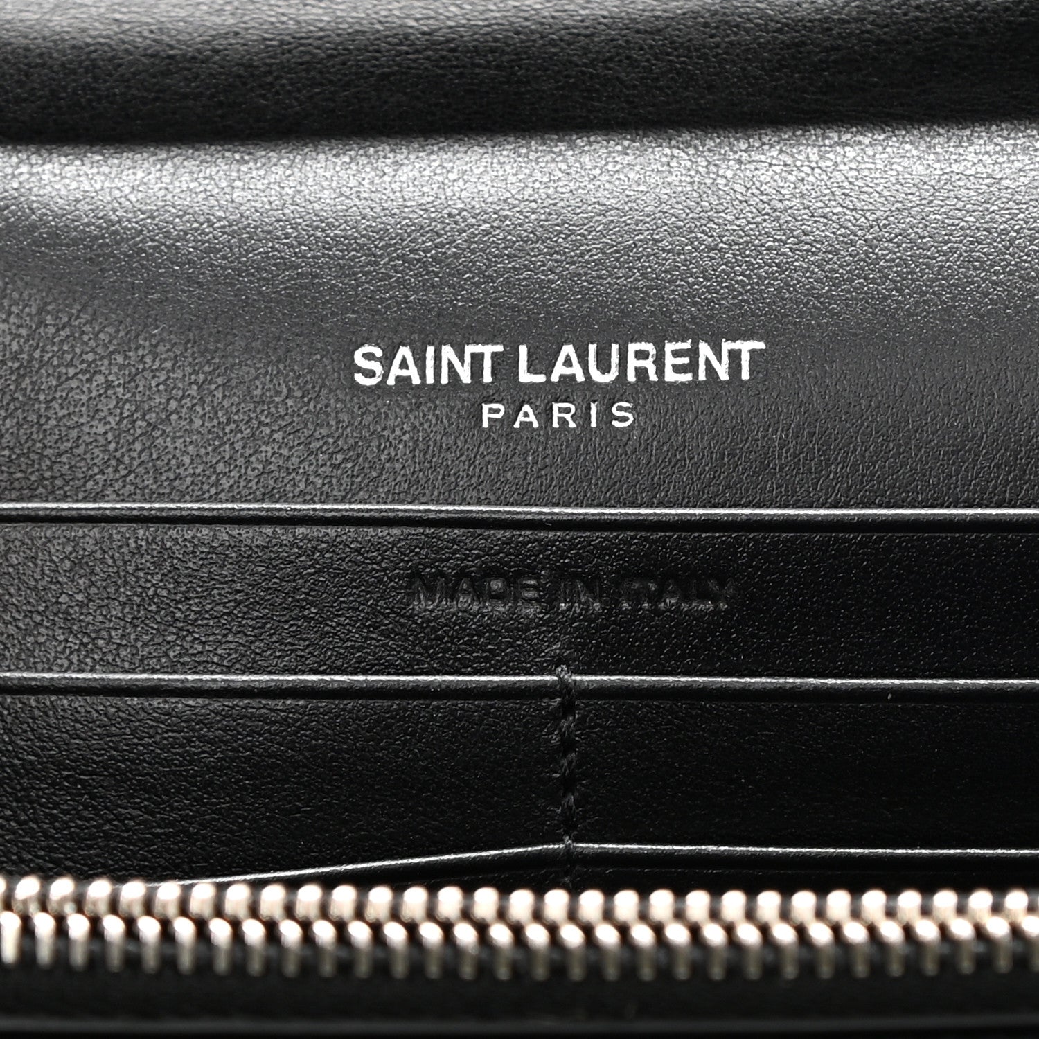 Saint Laurent Calfskin Crocodile Embossed Monogram Chain Wallet Black 7 of 8