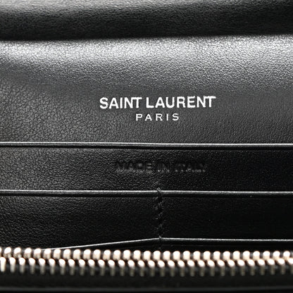 Saint Laurent Calfskin Crocodile Embossed Monogram Chain Wallet Black 7 of 8