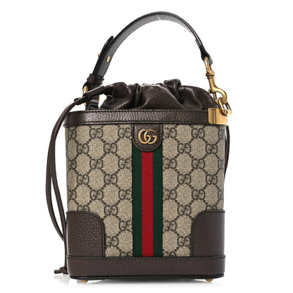 Gucci GG Supreme Monogram Ophidia Small Bucket Crossbody Bag Beige Ebony 1 of 10