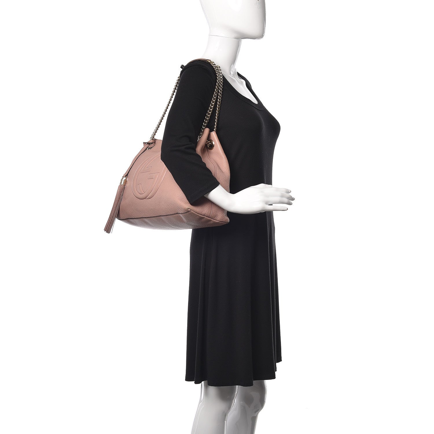 Gucci Pebbled Calfskin Medium Soho Chain Shoulder Bag Dark Cipria 2 of 14