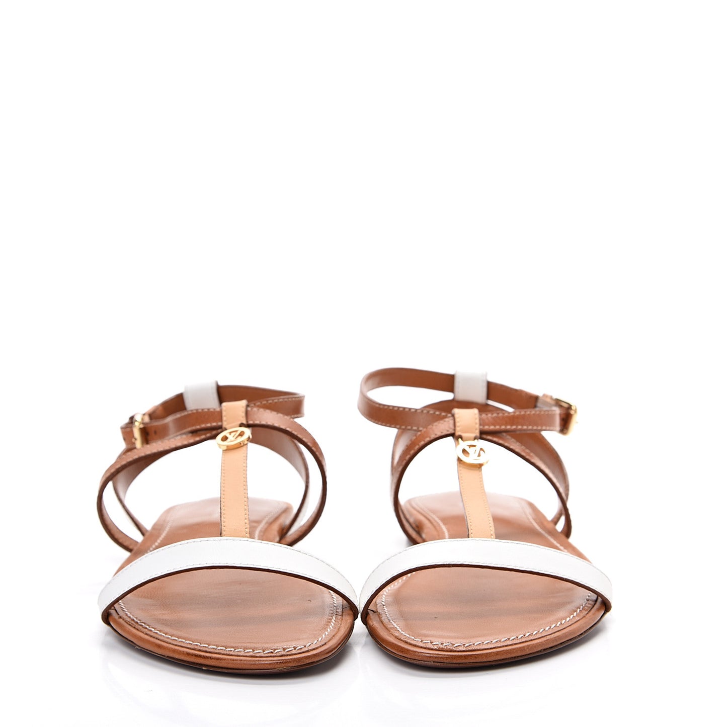 Calfskin Farenheit Flat Sandals 37 Ecru