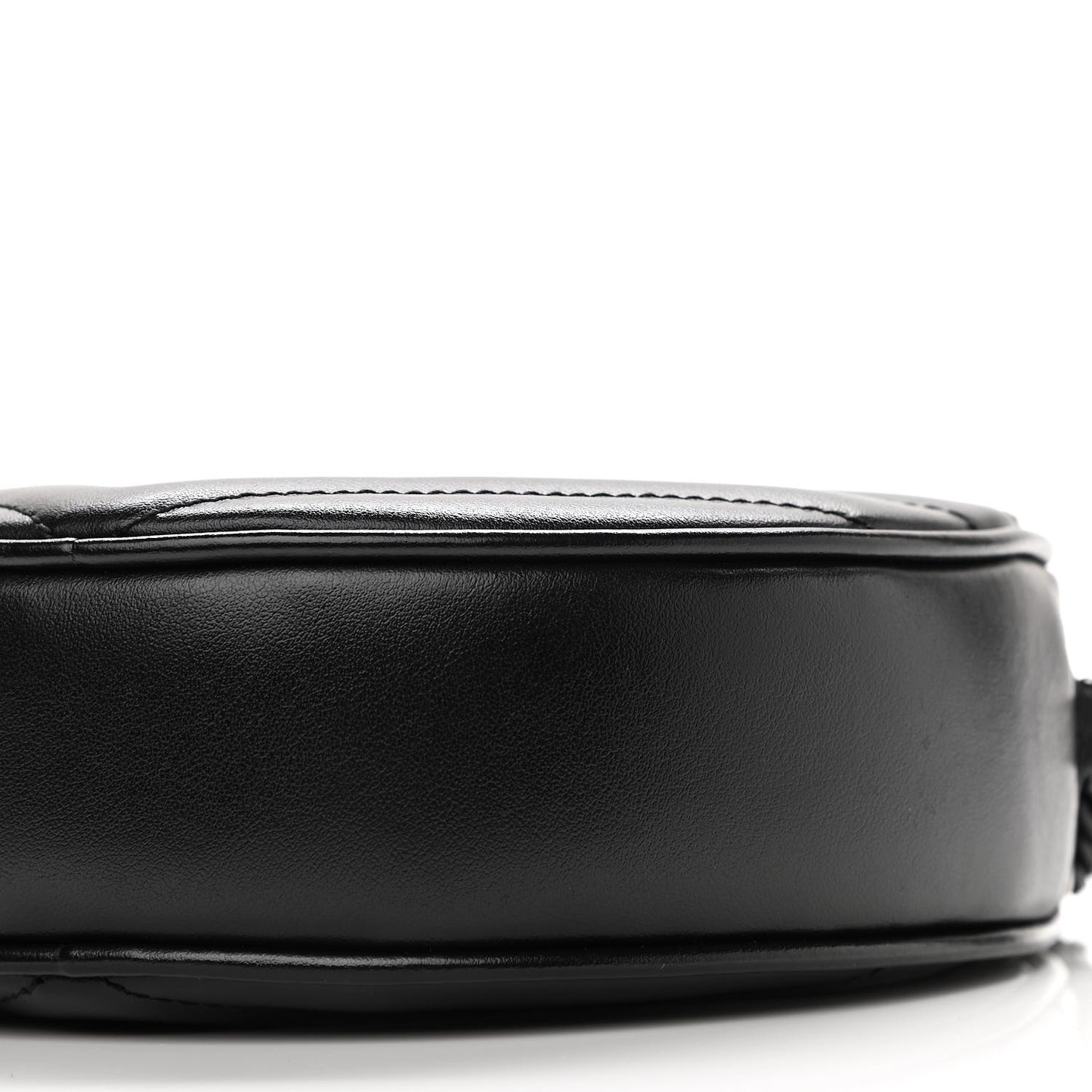 Calfskin Matelasse Chevron Round Vinyle Camera Bag Black