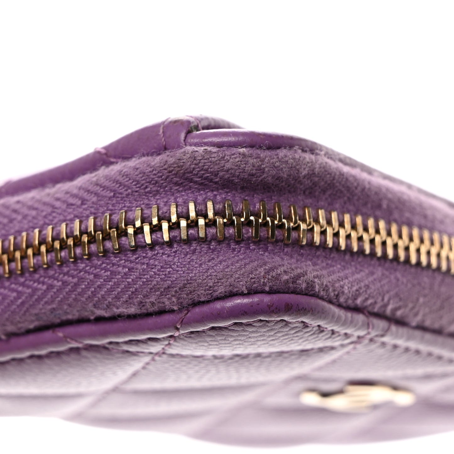Caviar Quilted Zip Around Coin Purse Wallet Purple