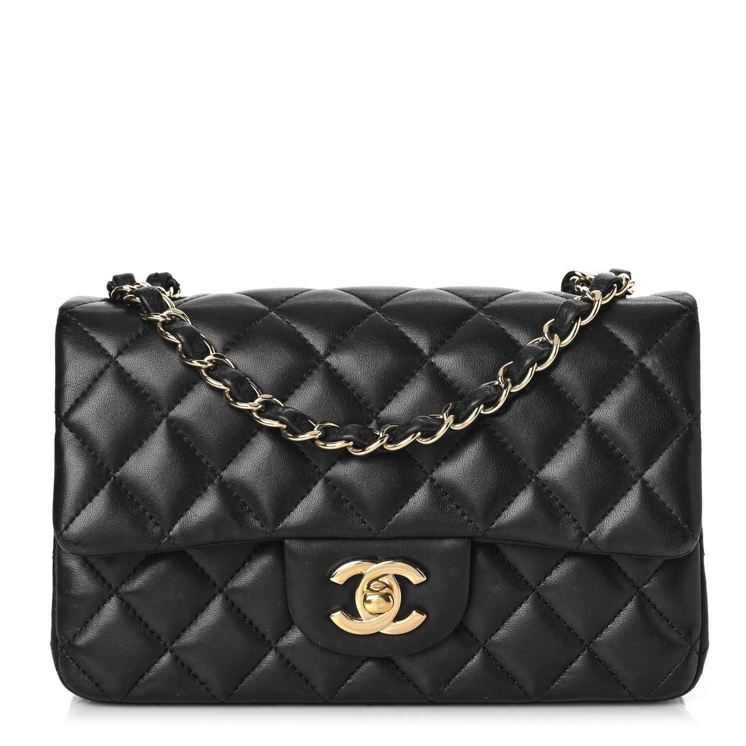 Chanel Lambskin Quilted Mini Rectangular Flap Black 1 of 15
