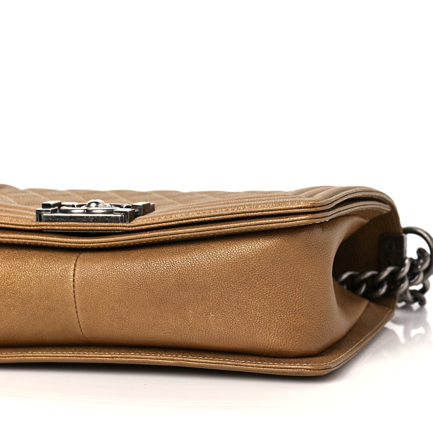 Caviar Quilted Medium Boy Flap Dark Gold