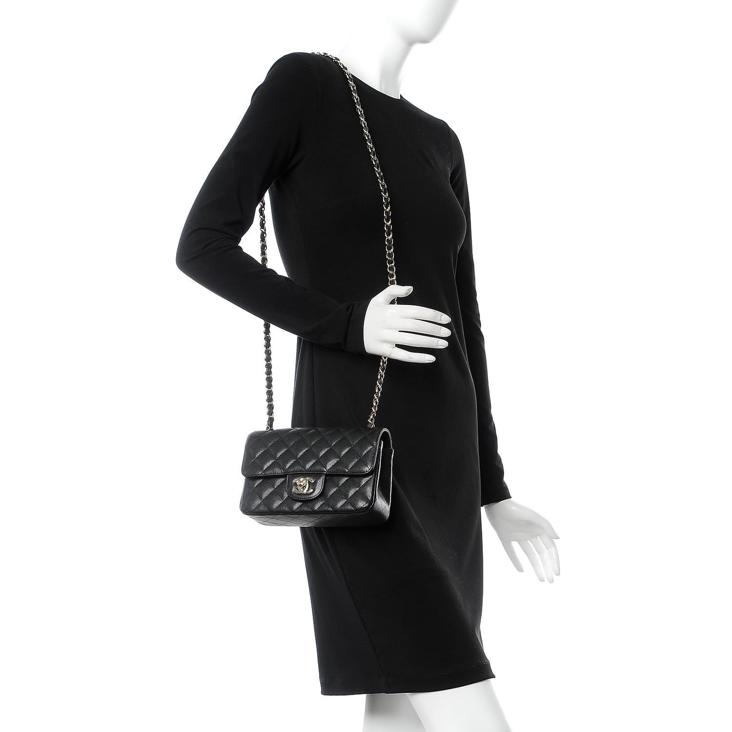 Caviar Quilted Mini Rectangular Flap Black
