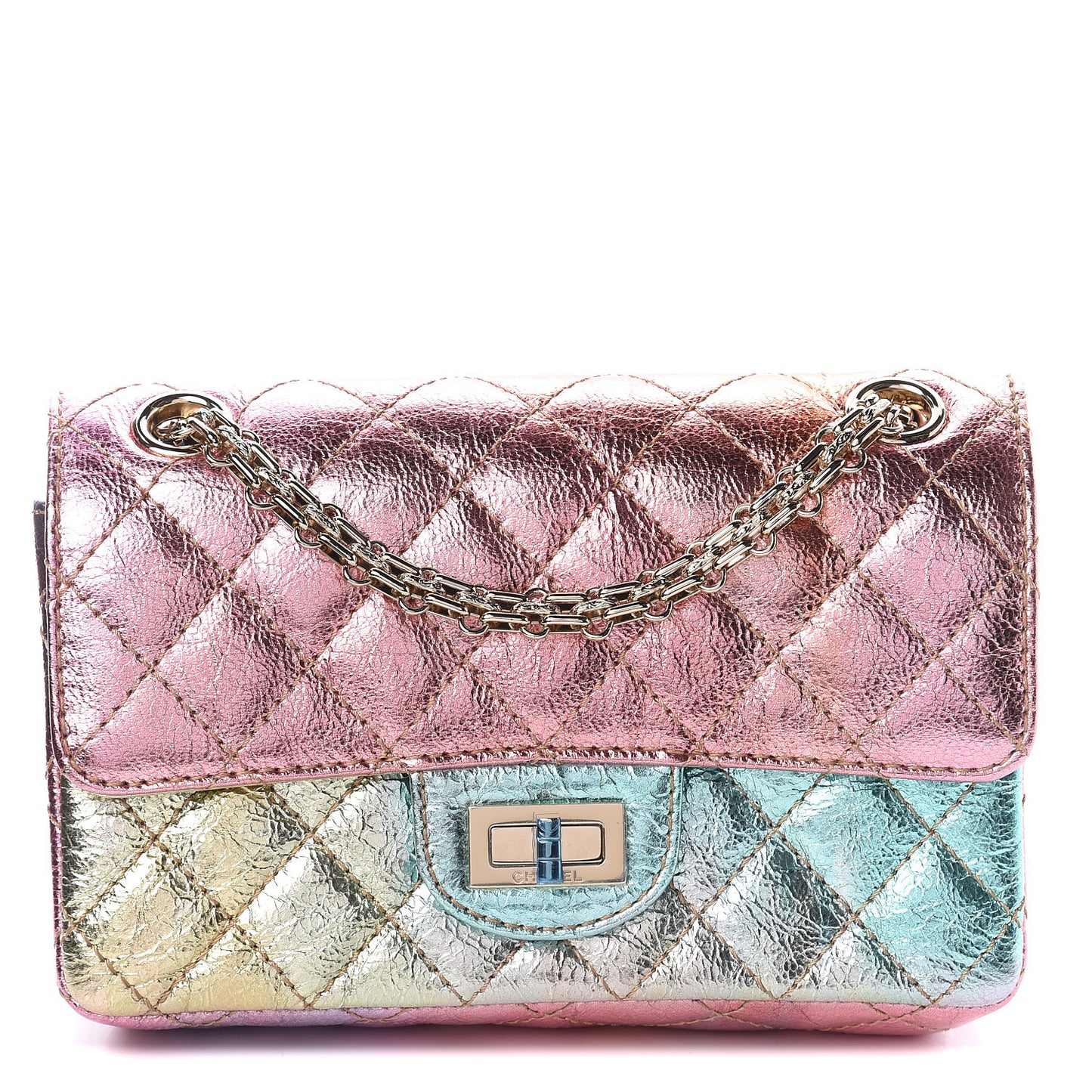 Metallic Goatskin Quilted Mini 2.55 Reissue Flap Multicolor