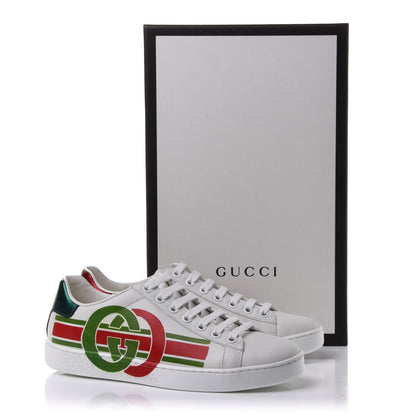 Gucci Calfskin Interlocking G Womens New Ace Sneakers 35 White Red Flame Green 10 of 10