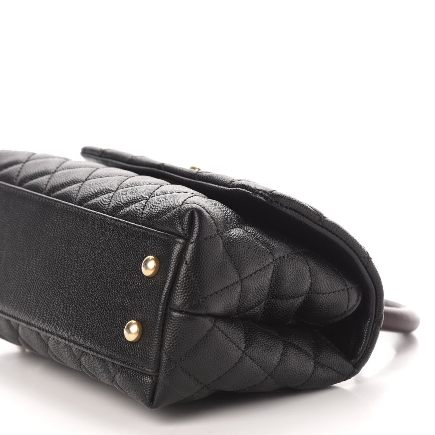 Caviar Lizard Embossed Quilted Mini Coco Handle Flap Black