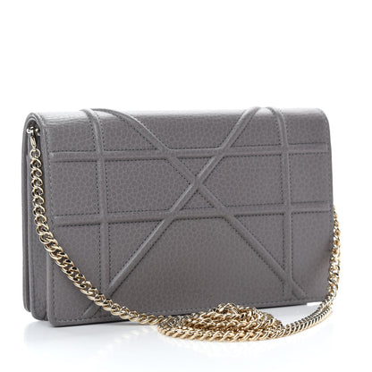 Christian Dior Grained Calfskin Diorama Wallet on Chain Pouch Gris 3 of 11