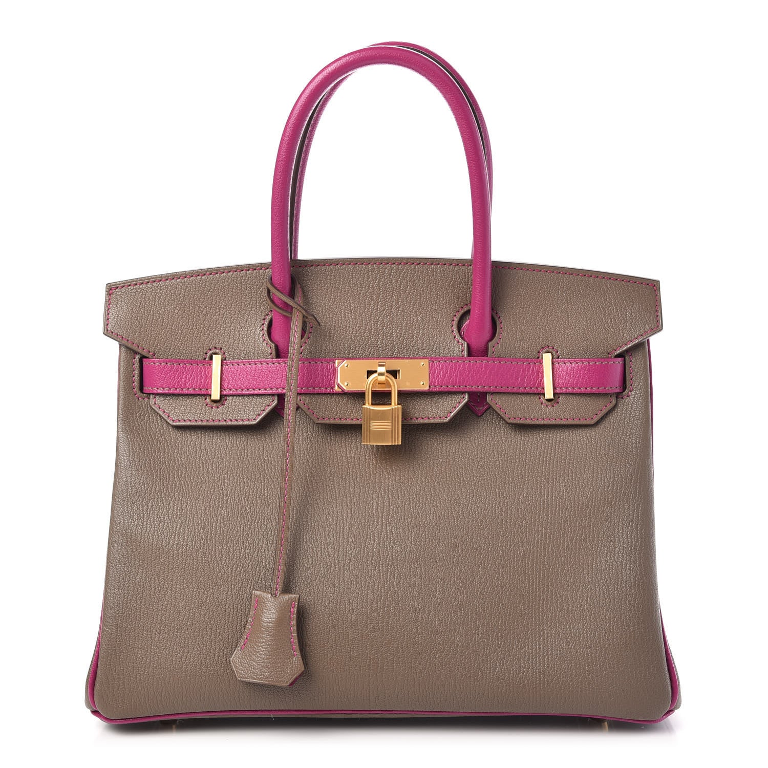 Hermes Chevre Mysore Horseshoe Birkin 30 Etoupe Rose Pourpre 1 of 11